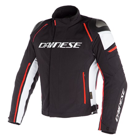 Chaqueta Dainese Racing 3 D-Dry Jacket Negro / Blanco/ Rojo Fluor
